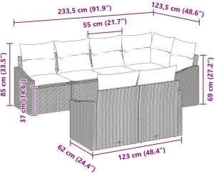 vidaXL Zestaw jadalny 7-częściowy z poduszkami Czarny Polirattan 12