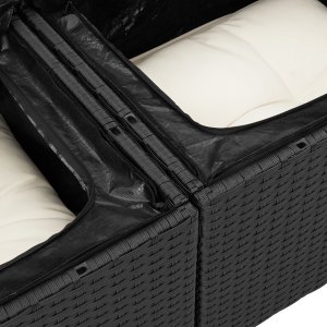 vidaXL Zestaw 5-częściowy sof ogrodowych z poduszkami czarny rattan 8
