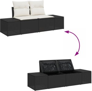 vidaXL Zestaw 5-częściowy sof ogrodowych z poduszkami czarny rattan 9