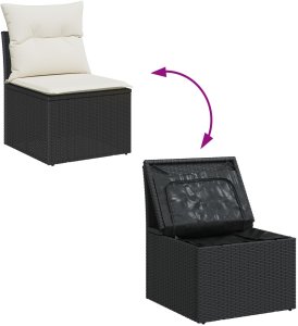 vidaXL Zestaw 5-częściowy sof ogrodowych z poduszkami czarny rattan 10