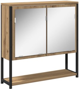 szafka z lustrem do łazienki  Dąb rzemieślniczy 60x16x60 cm Drewno drewnopochodne 2