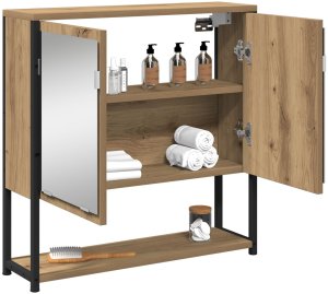 szafka z lustrem do łazienki  Dąb rzemieślniczy 60x16x60 cm Drewno drewnopochodne 3