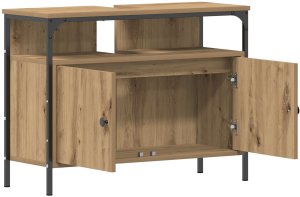 szafka z lustrem do łazienki  Dąb rzemieślniczy 60x16x60 cm Drewno drewnopochodne 5