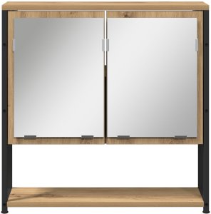 szafka z lustrem do łazienki  Dąb rzemieślniczy 60x16x60 cm Drewno drewnopochodne 6