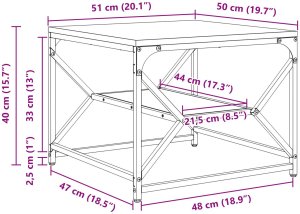 vidaXL Stolik kawowy z półką - Szary sonoma - 51x50x40 cm 10