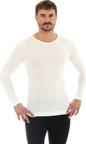 Brubeck Koszulka męska z długim rękawem COMFORT WOOL biała r. M (LS11600) 1