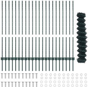 vidaXL Ogrodzenie z siatki ogniwowej z 22 słupkami U zielone 1,2x25 m stal 2