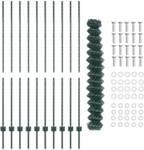vidaXL Płot z siatki ogrodowej z 10 słupkami zielonym 1,6x10 m stalowym 2