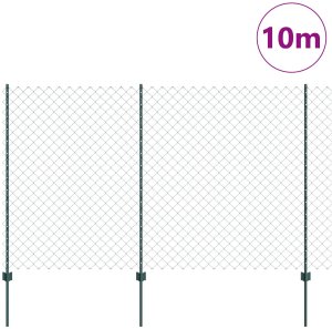 vidaXL Płot z siatki ogrodowej z 10 słupkami zielonym 1,6x10 m stalowym 3