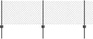 vidaXL Ogrodzenie z siatki z 10 słupkami Szare 0.6x10 m Stal 5