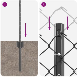 vidaXL Ogrodzenie z siatki z 10 słupkami Szare 0.6x10 m Stal 9