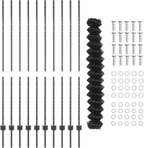 vidaXL Ogrodzenie z siatki ogniwowej z 20 słupkami U Szare 1,6x10 m Stal 2