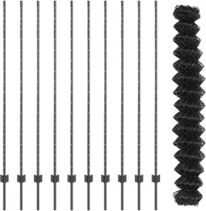 vidaXL Ogrodzenie z siatki ogniwowej z 20 słupkami U Szare 1,6x10 m Stal 3