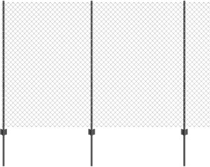 vidaXL Ogrodzenie z siatki ogniwowej z 20 słupkami U Szare 1,6x10 m Stal 5