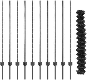 vidaXL Ogrodzenie siatkowe z 20 słupkami U Szary 1.2x10 m Stal 4