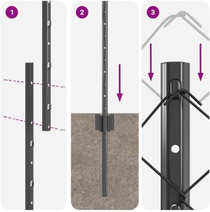 vidaXL Ogrodzenie siatkowe z 20 słupkami U Szary 1.2x10 m Stal 10