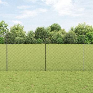vidaXL Ogrodzenie z siatki ogniwowej  z 20 słupkami szarym 1,5x10 m stalowe 1