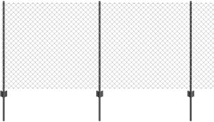 vidaXL Ogrodzenie łańcuchowe z 44 słupkami U Szare 1x25 m Stal 6