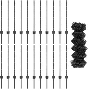 vidaXL Ogrodzenie z siatki stalowej  z 22 słupkami U Szare 0.8x25 m 2