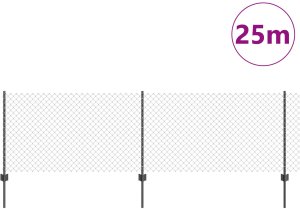 vidaXL Ogrodzenie z siatki stalowej  z 22 słupkami U Szare 0.8x25 m 3