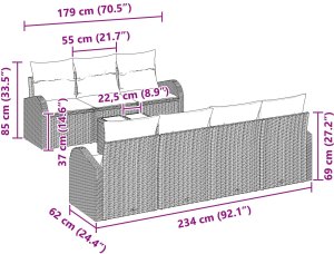 vidaXL 8-częściowy zestaw sof ogrodowych z poduszkami w brązowym polirattanie 8
