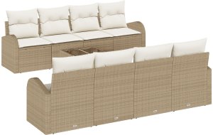 vidaXL Zestaw Sof Ogrodowych 9-częściowy z Poduszkami Beżowy Polirattan 2