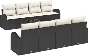 vidaXL 9-częściowy zestaw sof ogrodowych z poduszkami Czarny Polirattan 2