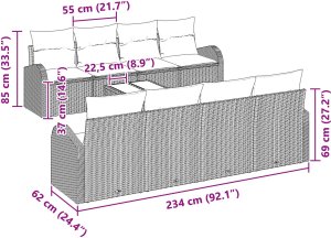 vidaXL 9-częściowy zestaw sof ogrodowych z poduszkami Czarny Polirattan 8