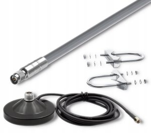 Antena z włókna szklanego LoRa 3 dBi Qoltec 30 cm zewnętrzna IP67 + magnetyczna podstawa z kablem 2m 3