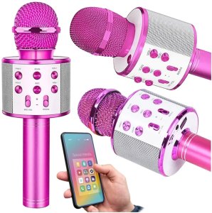 Bezprzewodowy mikrofon Bluetooth WS858 karaoke różowy 7