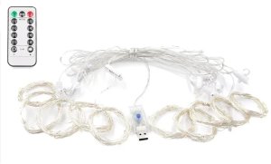 Kurtyna świetlna USB 300 LED 3x3m ciepły biały + pilot 2