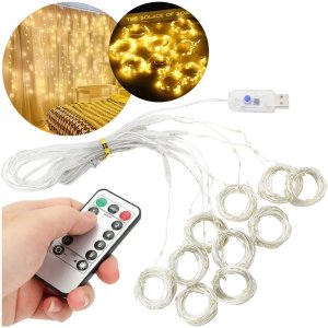 Kurtyna świetlna USB 300 LED 3x3m ciepły biały + pilot 3