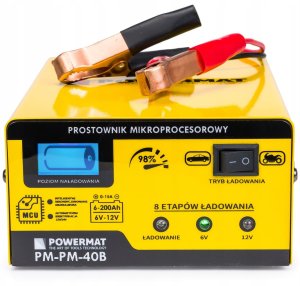 Prostownik mikroprocesorowy akumulatorowy 6/12V Powermat PM-PM-40B 8-etapowy LCD 1