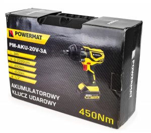 Akumulatorowy klucz udarowy 3Ah 20V Powermat PM-AKU-20V-3A + walizka 9