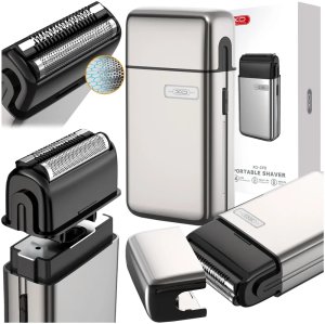 Bezprzewodowa maszynka do golenia golarka podróżna XO CF8 szara 8