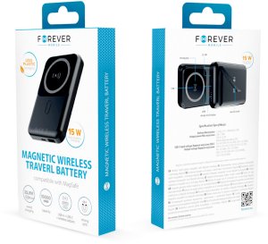 Power bank bezprzewodowy magnetyczny Forever MATB-100 10000mAh USB QC 22.5W / USB-C PD 20W 5