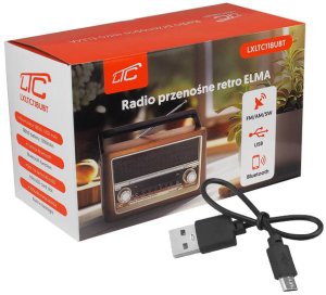 Radio przenośne LTC ELMA RETRO Bluetooth USB latarka 5