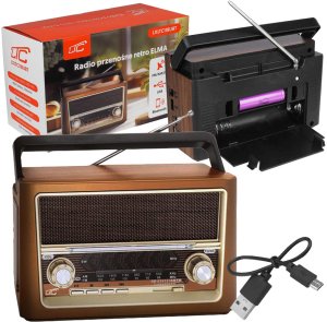 Radio przenośne LTC ELMA RETRO Bluetooth USB latarka 6