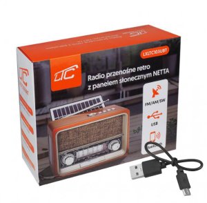 Radio przenośne z panelem solarnym LTC NETTA RETRO Bluetooth USB latarka 6