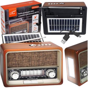 Radio przenośne z panelem solarnym LTC NETTA RETRO Bluetooth USB latarka 7