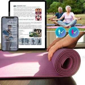 Mata treningowa do jogi ćwiczeń fitness pilatesu Revity 183 cm x 61 cm x 6 mm 13