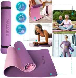 Mata treningowa do jogi ćwiczeń fitness pilatesu Revity 183 cm x 61 cm x 6 mm 2