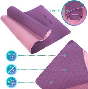 Mata treningowa do jogi ćwiczeń fitness pilatesu Revity 183 cm x 61 cm x 6 mm 4