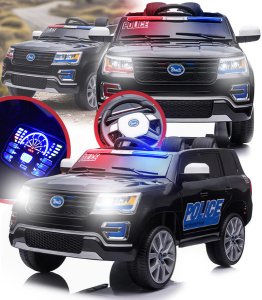 AUTO NA AKUMULATOR POLICYJNE MIGOCZĄCE ŚWIATŁA BUJAK MP3 USB PILOT AMORTYZATORY DO ZABAWY DLA DZIECI 1