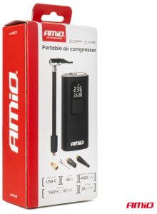Kompresor samochodowy bezprzewodowy akumulatorowy powerbank LED USB-C 40W AMIO-04377 13