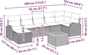 vidaXL Zestaw 8 elementów sofy ogrodowej z poduszkami czarny polirattan akacja 10