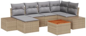 vidaXL 7-elementowy Zestaw Sof Ogrodowych z Poduszkami Beżowy Polirattanowy 2
