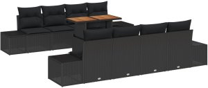 vidaXL 7-częściowy zestaw sof ogrodowych z poduszkami w czarnym polirattanie 2