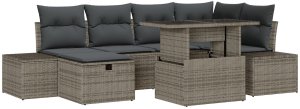vidaXL 7-Częściowy Zestaw Sof Ogrodowych z Poduszkami Szary Polirattan 2