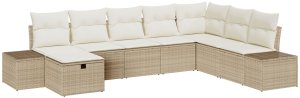 vidaXL Zestaw 8-częściowy kanap ogrodowych z poduszkami Beżowy Rattan PE 2